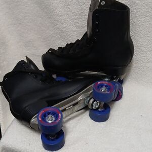 Chicago Black Roller Skates with Blue Wheels
